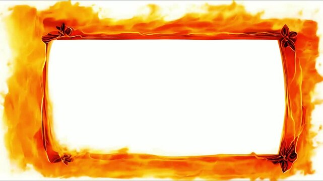 orange hot fire frame border isolated on white
