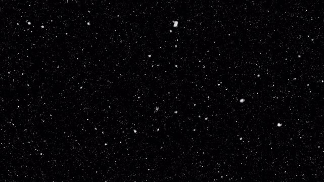 Snow Falling Effect on Transparent Black Background 3D Animation
