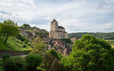 Fototapeta premium Village of Saint-Cirq-Lapopie, France, at sunset
