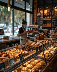 a bakery filled with lots of different types of donuts