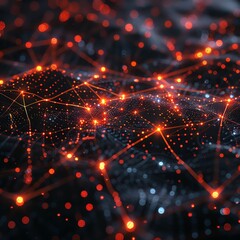 Fototapeta premium Intricate 3D lattice of glowing musical nodes, creating a futuristic network-like pattern