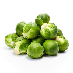Obraz premium Professional photo of delicious fresh brussels sprouts Brussels sprouts isolated on a white background Photo of Brussels Sprouts isolated on a white background 