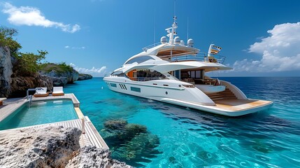 Fototapeta premium A luxurious yacht on the open sea
