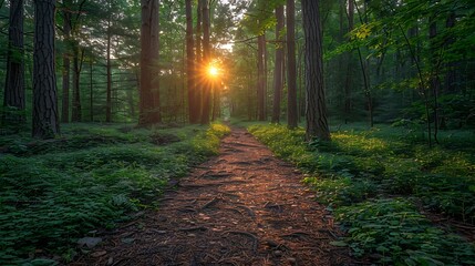 Fototapeta premium A peaceful forest with a walking path
