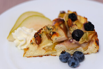 Lochina berry pie. Blueberry Peach Pie in a baking tray