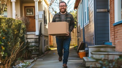 Portrait Of Courier Delivering Package