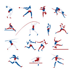 Track and Field. Set of stylized athletes. Sports icons