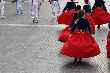 Basque folk dancers in an outdoor event