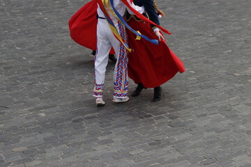 Basque folk dancers in an outdoor event