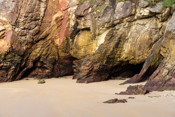 La Franca beach rock formations in Asturias, North coast of Spain. Nature backgrounds.