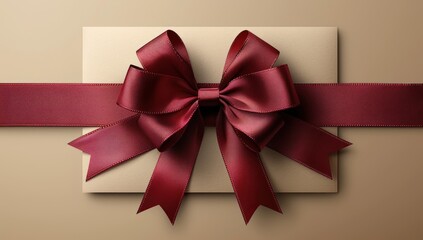 Elegant Burgundy Bow on Kraft Paper
