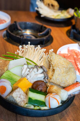 Enjoy authentic and delicious hot pot dishes with rich vegetables, tofu, meat slices, mushrooms and hot pot ingredients that are super nutritious and fresh