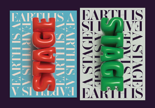 Modern Poster Design Layout with Inflated 3D Text Effect
