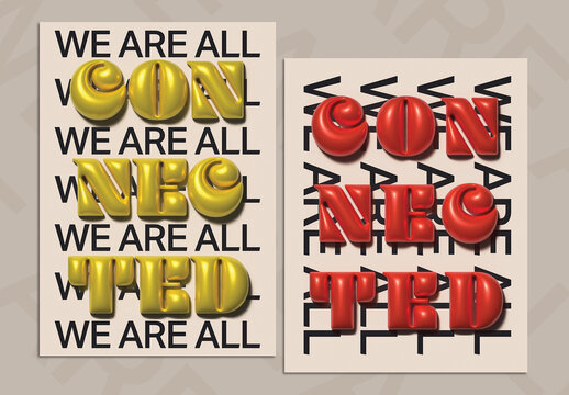 Typography Poster Layout with Inflated 3D Text Design