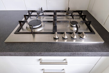 gas stove in domestic kitchen