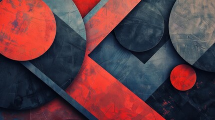 Fototapeta premium Vibrant abstract composition featuring geometric shapes in red, black, and blue tones, ideal for modern design projects.