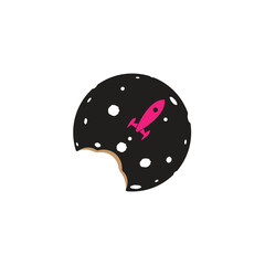 Planet cookie logo. Cute logo design. Vector logo isolated on white background.