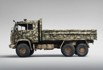 Obraz premium military truck with camouflage isolated white background 