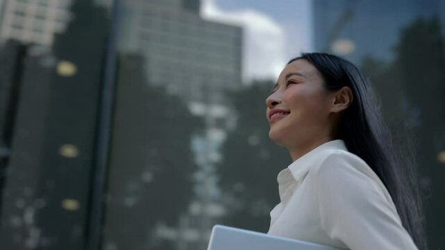 The Girl, After Moving, Walks Around the New City and Explores It.