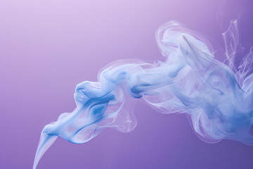 Fototapeta premium Light Blue Smoke Tendrils on Purple Gradient Background with Copy Space