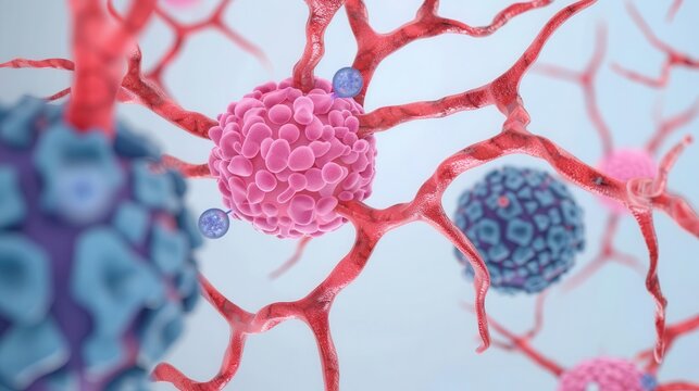 3D infographic of mast cell function and signaling pathways, mast cell, informative graphic
