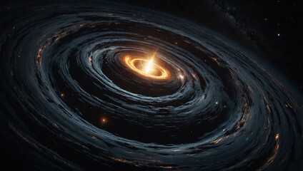 Enigmatic black hole surrounded by swirling, luminous energy and star debris