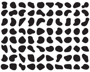 Random simple  shapes, arbitrary figures of irregular shape, black illustration on a white background