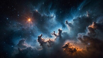 Fototapeta premium Stellar nursery with glowing gas clouds and newly formed stars