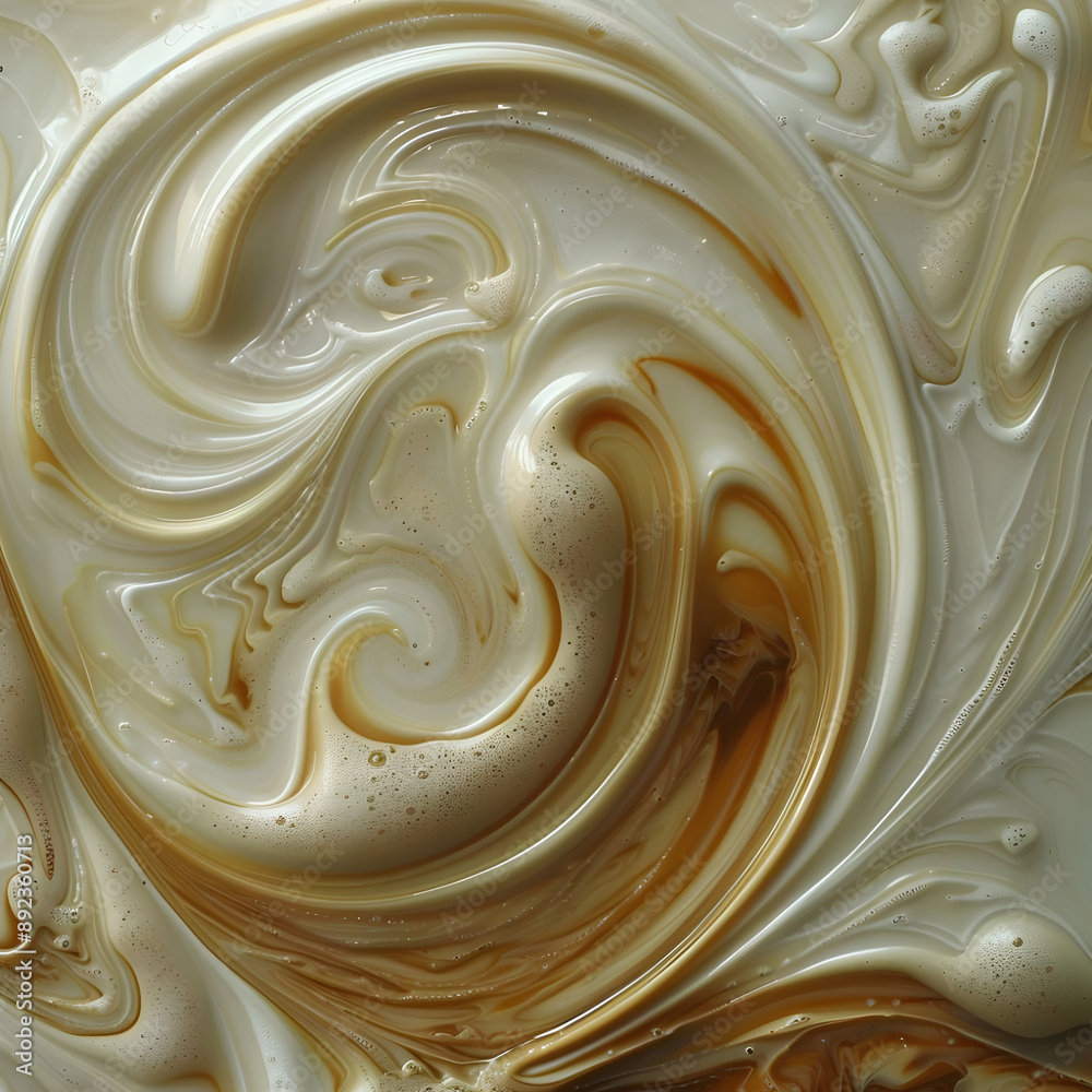 Poster Abstract art featuring smooth and creamy caramel swirls, creating a visually appealing and appetizing design with rich textures.