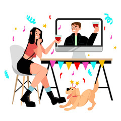 Party of young people via online call