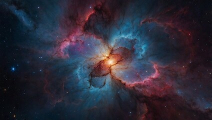 Obraz premium Mystical star formation emerging from the heart of a colorful nebula