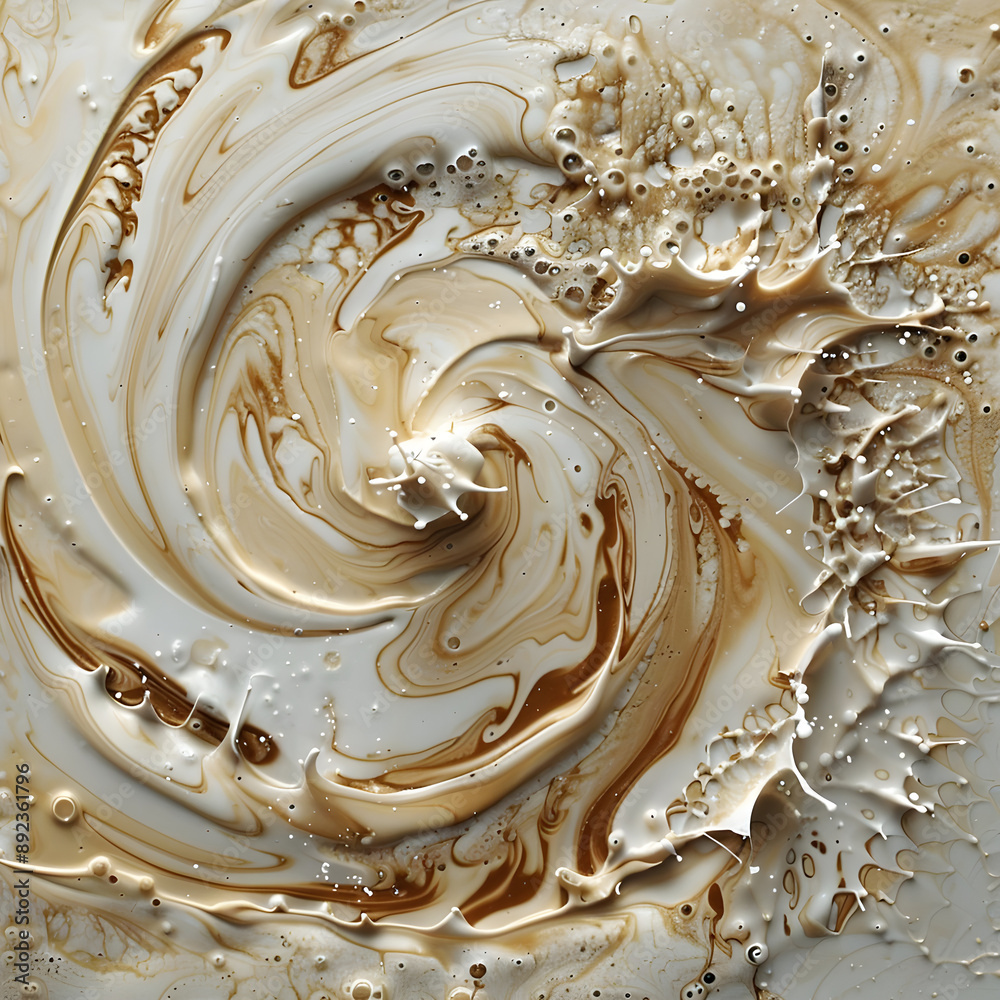 Aufkleber Abstract art featuring smooth and creamy caramel swirls, creating a visually appealing and appetizing design with rich textures.