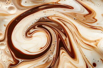 Abstract art featuring a dynamic swirl of chocolate and caramel colors, creating a rich and visually captivating design.