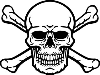 A skull and crossbones pirate jolly roger grim reaper cartoon