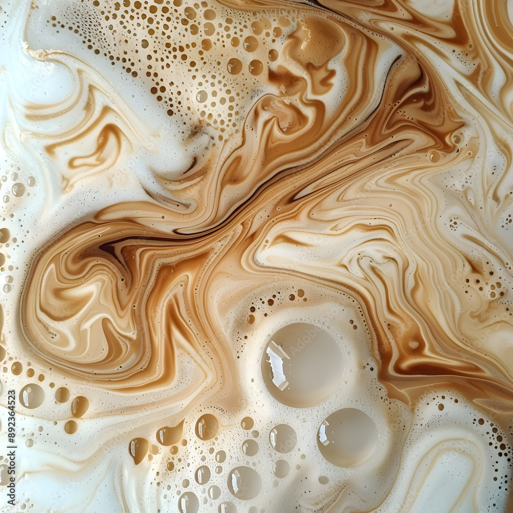 Poster Abstract image featuring cream and brown swirling liquid patterns, creating a mesmerizing and dynamic artistic texture.