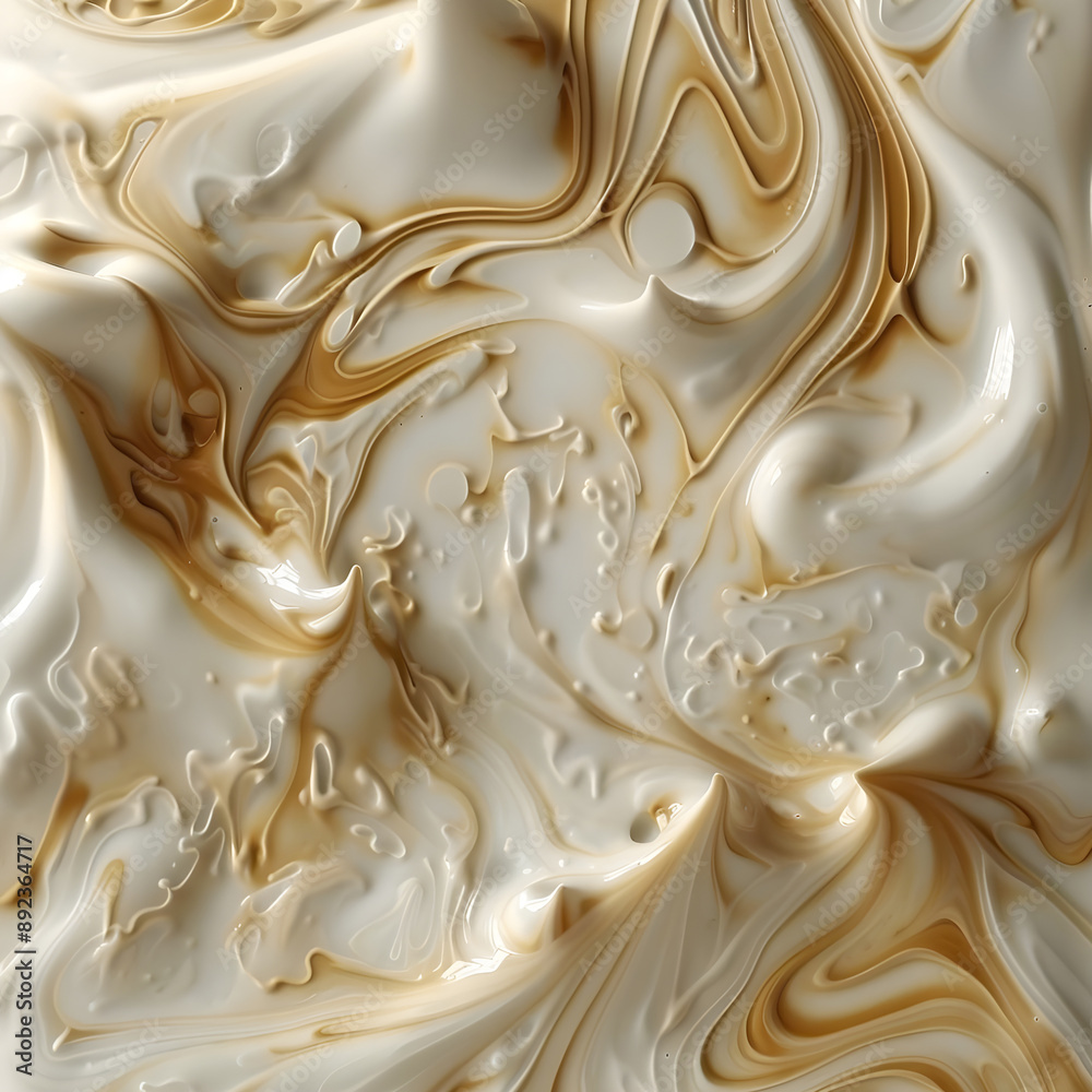 Poster Abstract image featuring cream and brown swirling liquid patterns, creating a mesmerizing and dynamic artistic texture.
