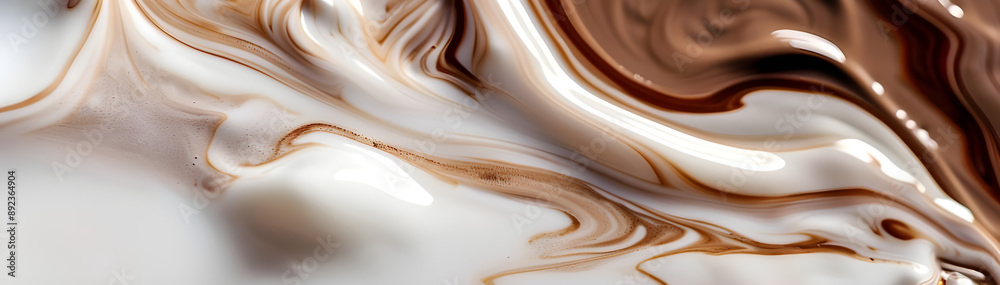 Poster Abstract image showcasing dynamic cream and brown swirls, creating a visually captivating and fluid artistic pattern.