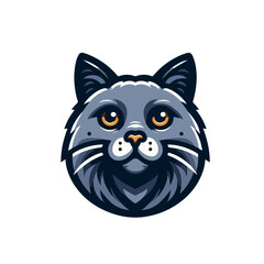 flat vector logo of a cute cat, flat logo of a cute cat.