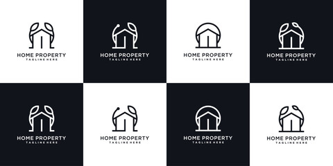 Real estate logo templates with home and nature icon logo collection.