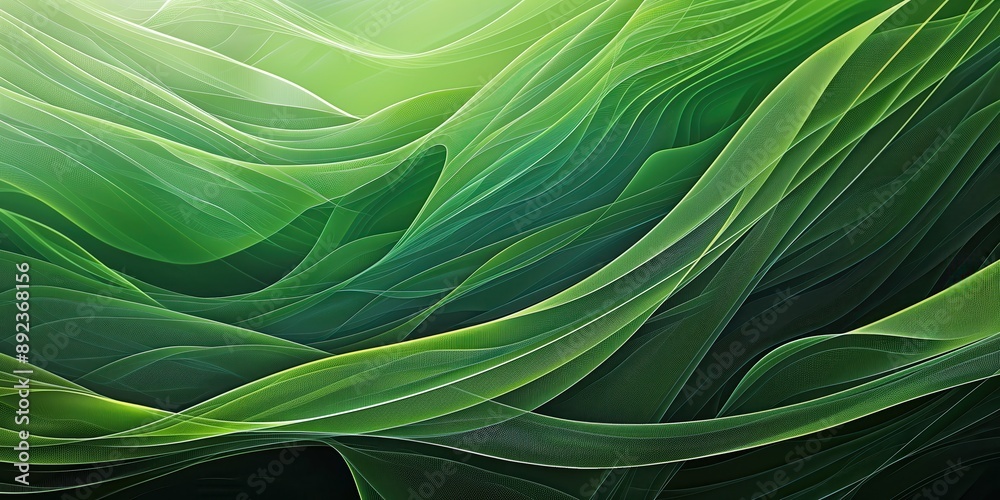 Wall mural Abstract organic green lines as wallpaper background illustration created by ai