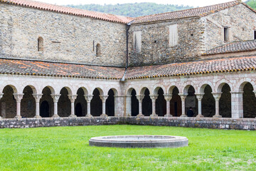 Codalet, France. 05-04-2024. Cloister of the Saint Michel de Cuxa abbey in Codalet in France.