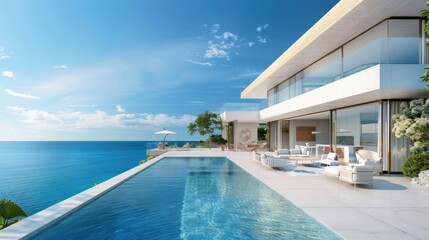 Obraz premium Modern Villa with Infinity Pool overlooking the Ocean