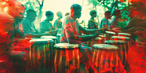 African Drum Circle Workshop: A drumming workshop, where participants learn about various African drums and their cultural significance.