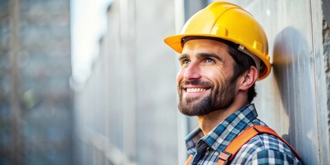 A portrait of a male construction worker outdoors