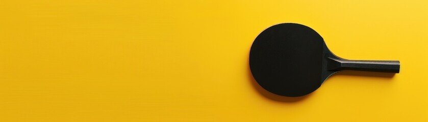 Vibrant Ping Pong Paddle with Detailed Rubber and Grip on Yellow Background