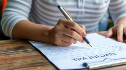 Naklejka premium Person Filling Out a Form