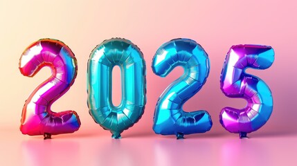 2025 Balloon on White Plain Background
