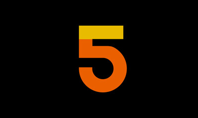 5 Orange Logo Number Half Yellow Simple
