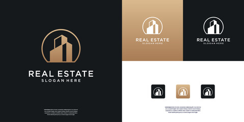 Golden Construction Home Building Logo Design Inspiration