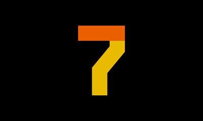 7 Orange Logo Number Half Yellow Simple